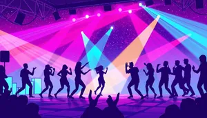 Vibrant dance silhouette at bright nighttime party event