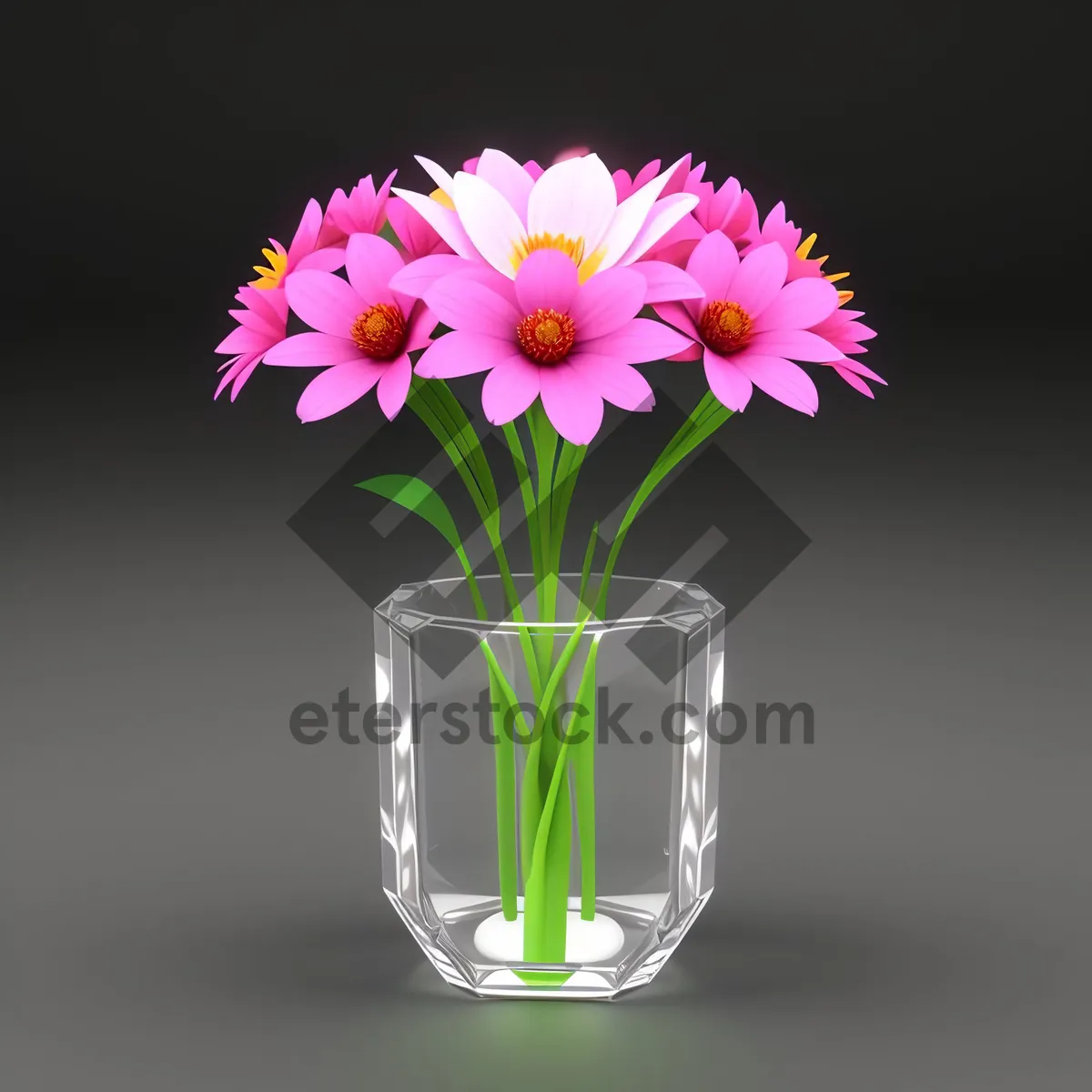 Picture of Colorful Spring Blossom in Pink Glass Vase