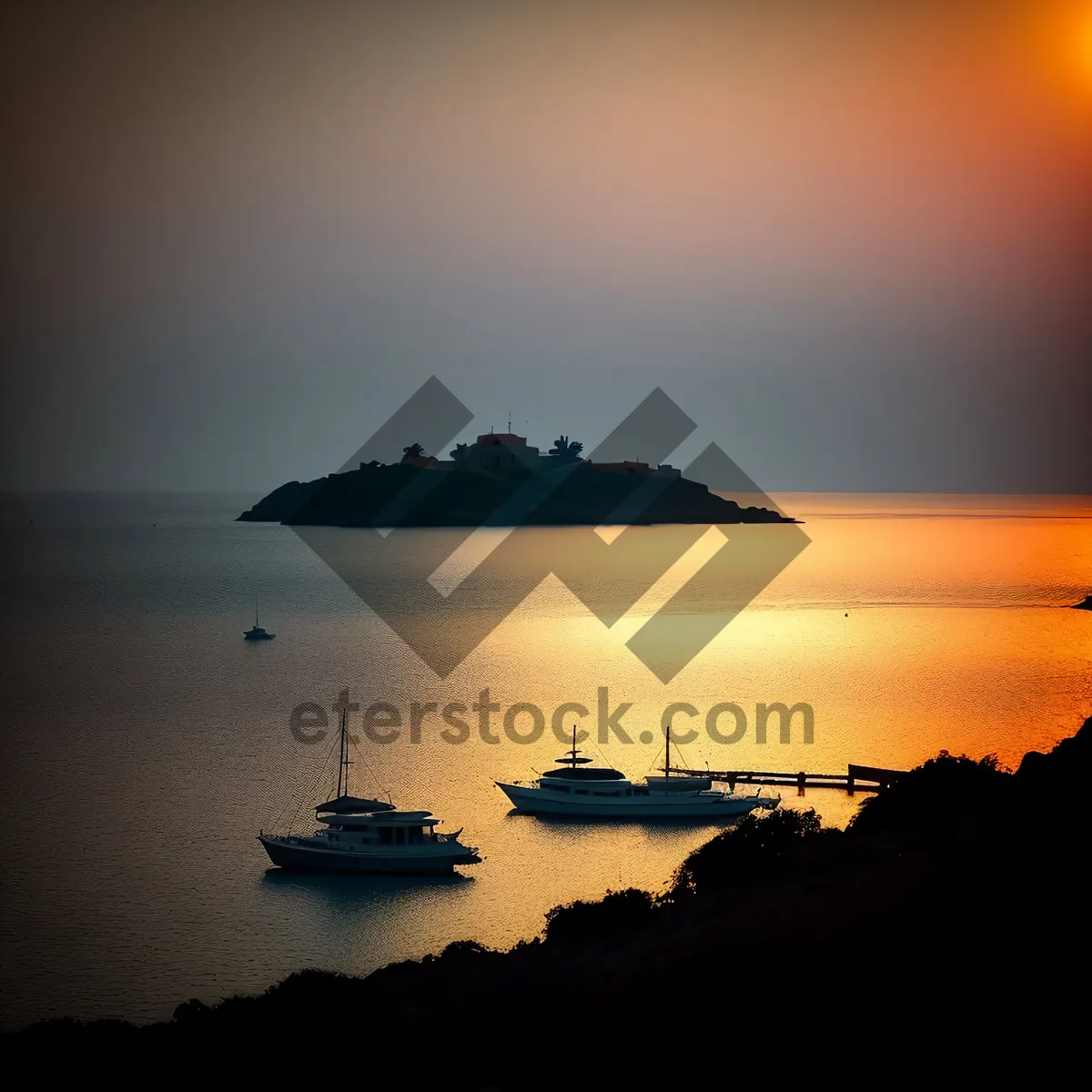 Picture of Sunset over Serene Ocean Waves on Beach
