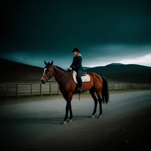 Thoroughbred Stallion in Equestrian Field