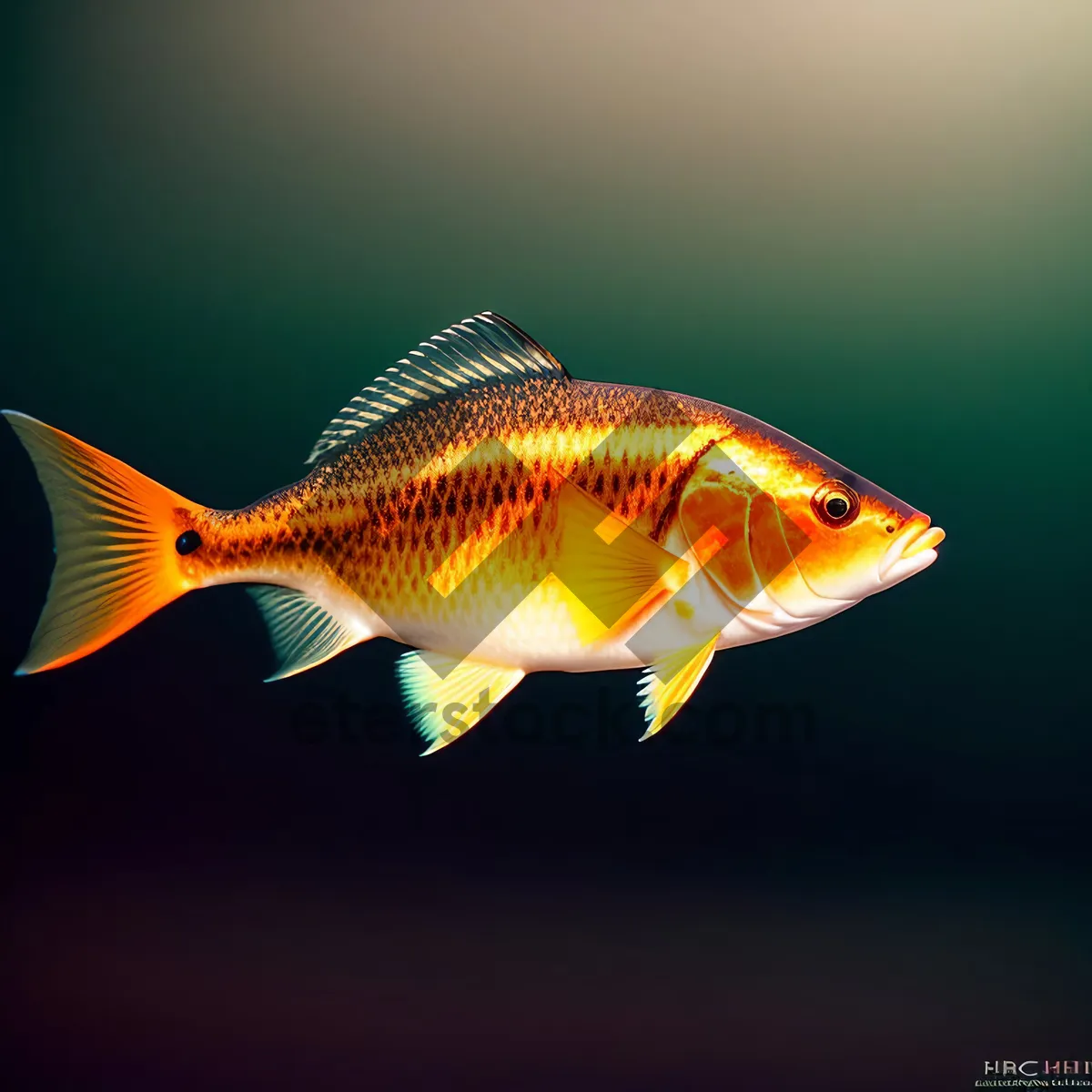 Picture of Golden Finned Snapper Swimming in Aquarium