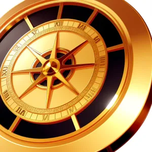 Vintage Timeless Golden Compass and Clock