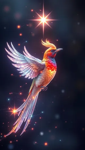 Modern holiday star design with glowing wings wallpaper