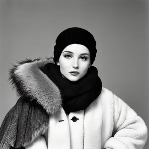 Stylish Winter Fashion Portrait with Cloak and Hat