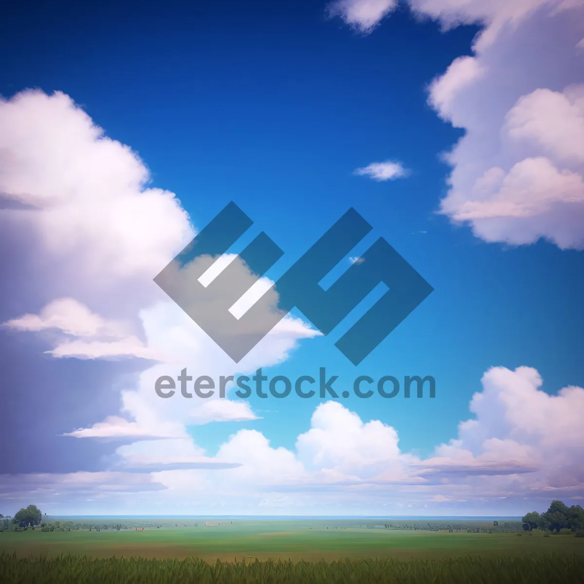 Picture of Vibrant Azure Sky Over Picturesque Countryside