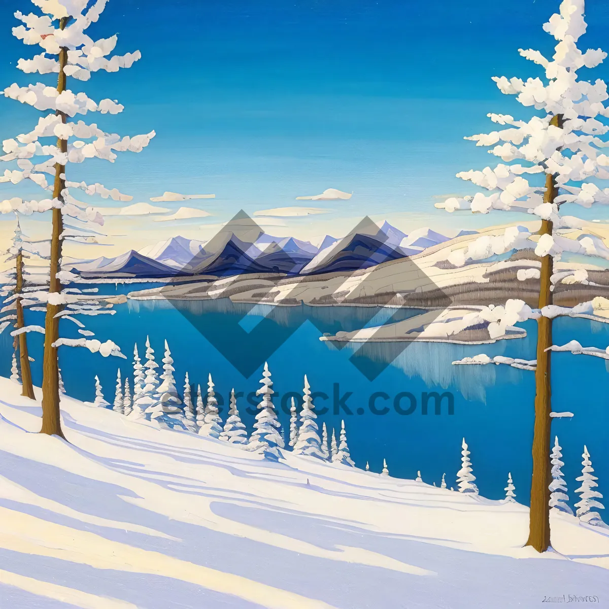 Picture of Wintry Alpine Landscape with Snowy Peaks