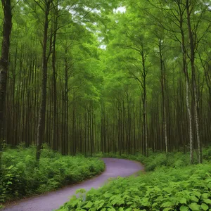 Sunlit Path Through Verdant Willow Forest