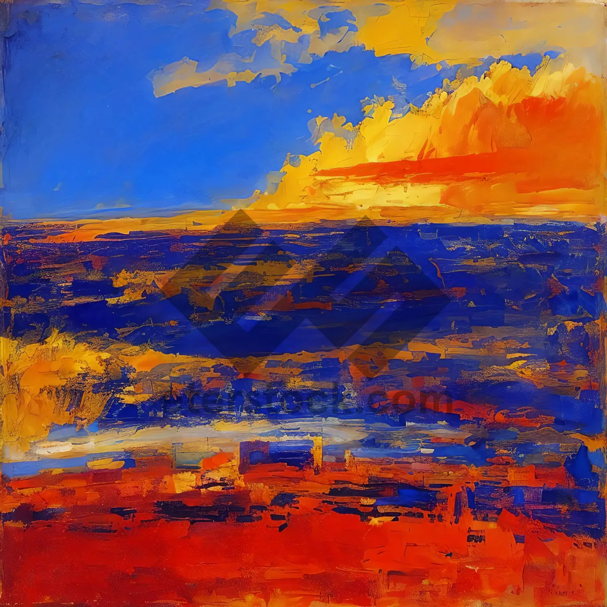 Picture of Vivid Sunset Reflections: Acrylic and Watercolor Textured Colors