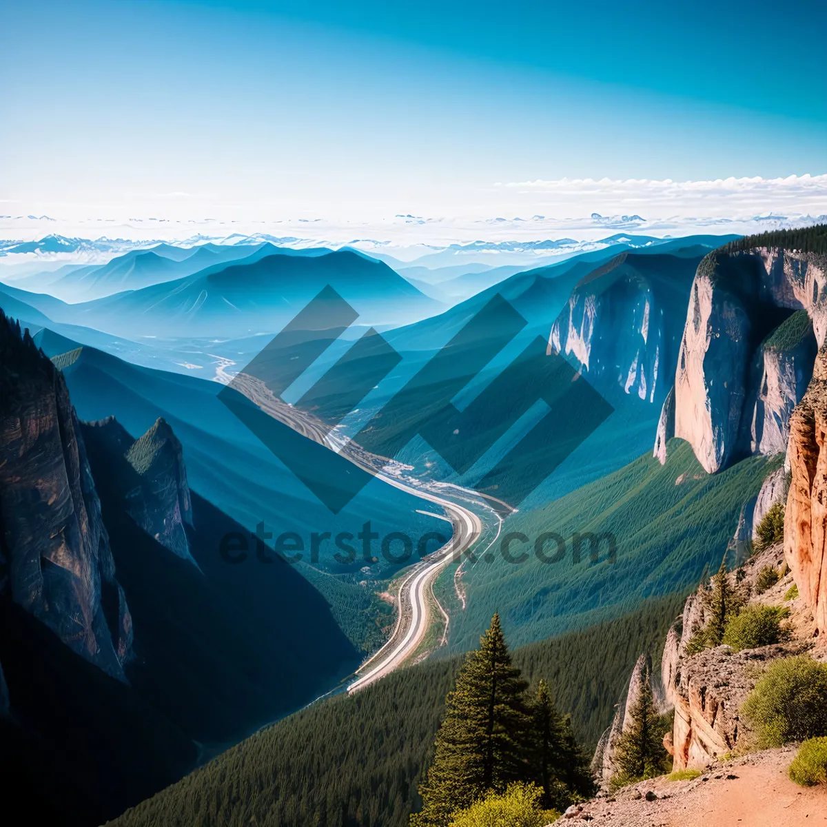 Picture of Serene Sunset over Majestic Mountain Lake