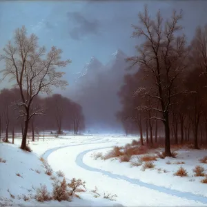 Winter Wonderland: Snowy Forest Landscape with Frozen Trees