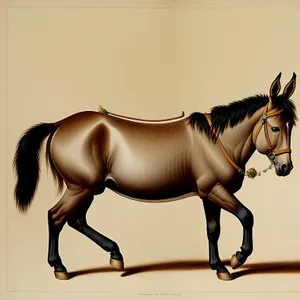 Brown Thoroughbred Stallion in Bridle and Bit