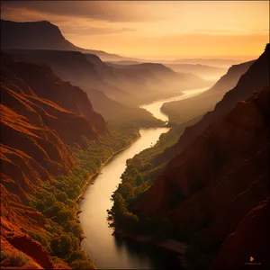 Grand Canyon Sunset: Majestic Desert Landscape and River