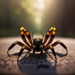 Vibrant Black and Gold Garden Spider in Close-up