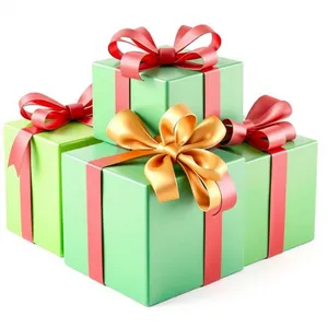 3D festive gift box with love ribbon