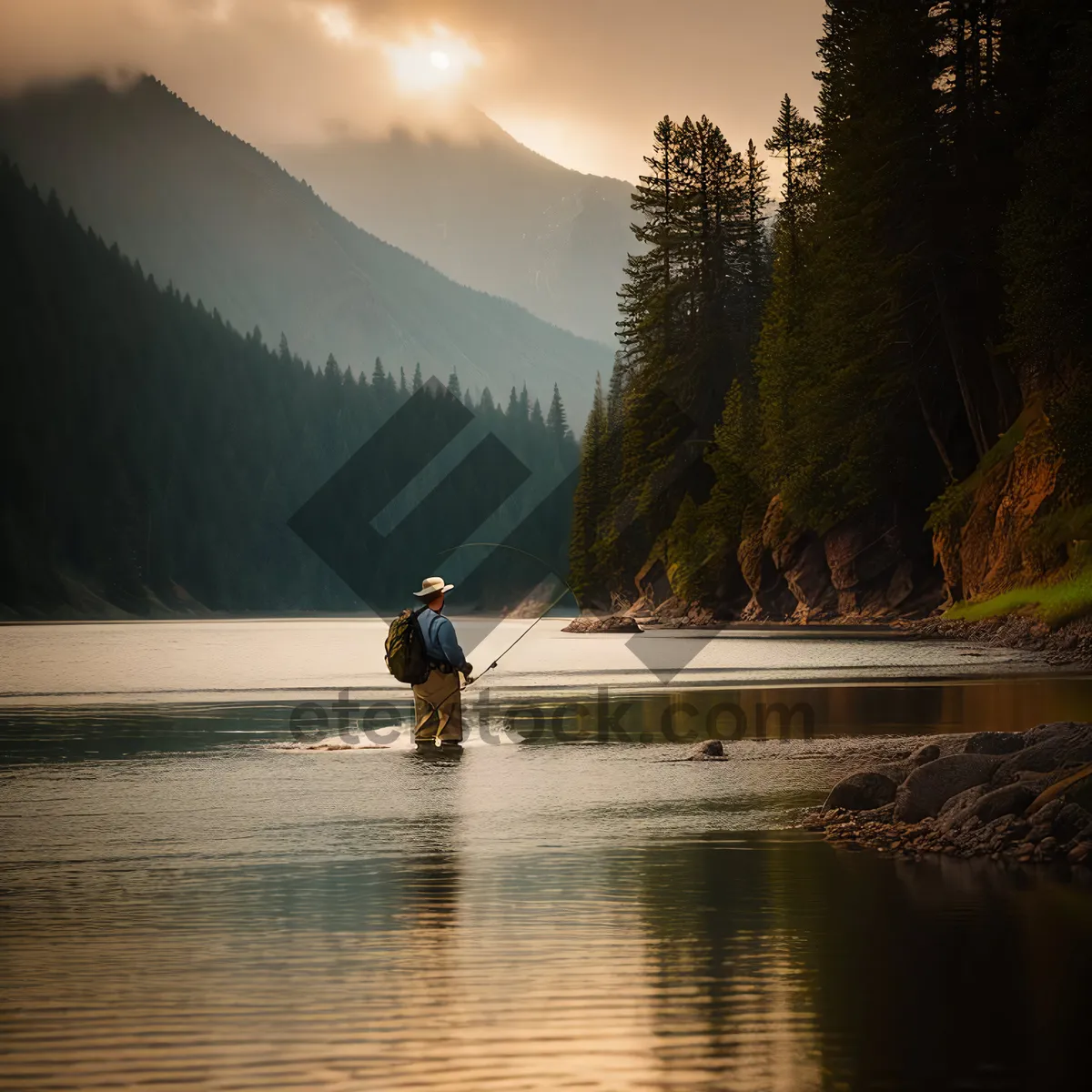 Picture of Serene Sunset Reflection on Lake's Tranquil Waters