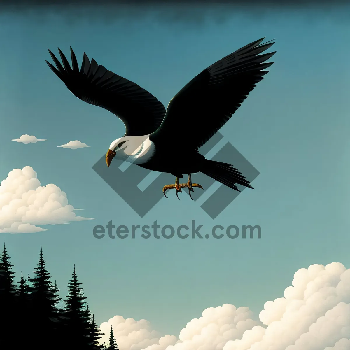 Picture of Soaring Skyward: Majestic Flight of the Bald Eagle.