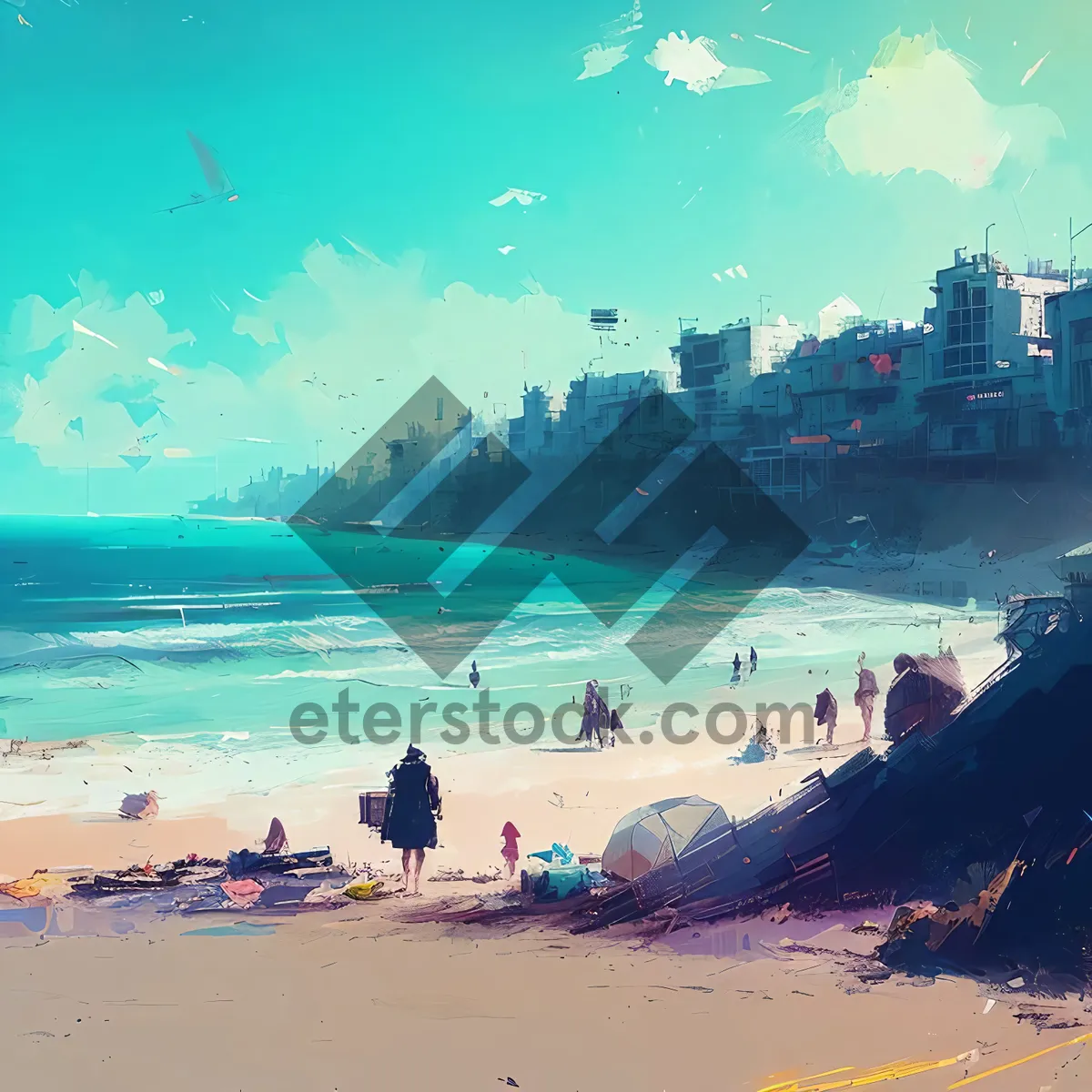 Picture of Tranquil Tropical Coastline with Serene Ocean Waves