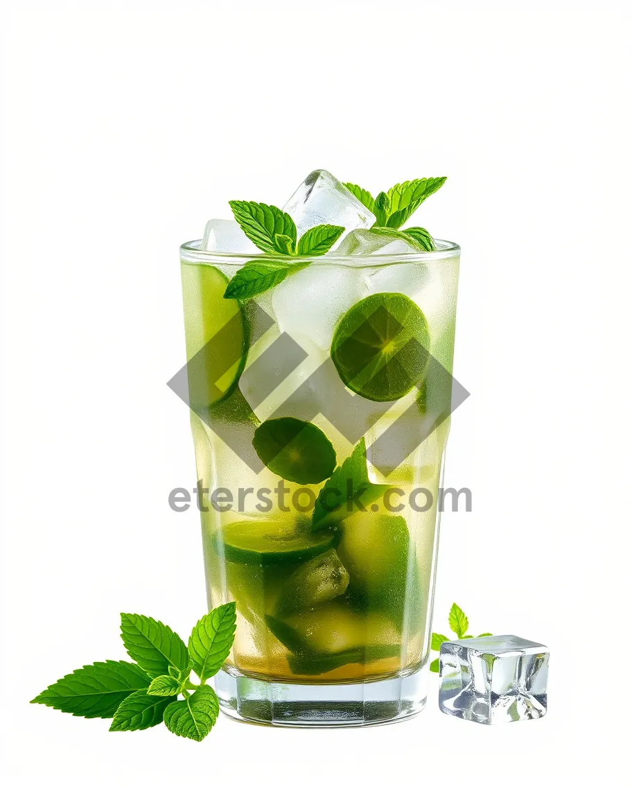 Picture of Refreshing citrus drink in glass with ice