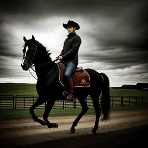 Sunset Ride: Majestic Stallion on Vaulting Horse