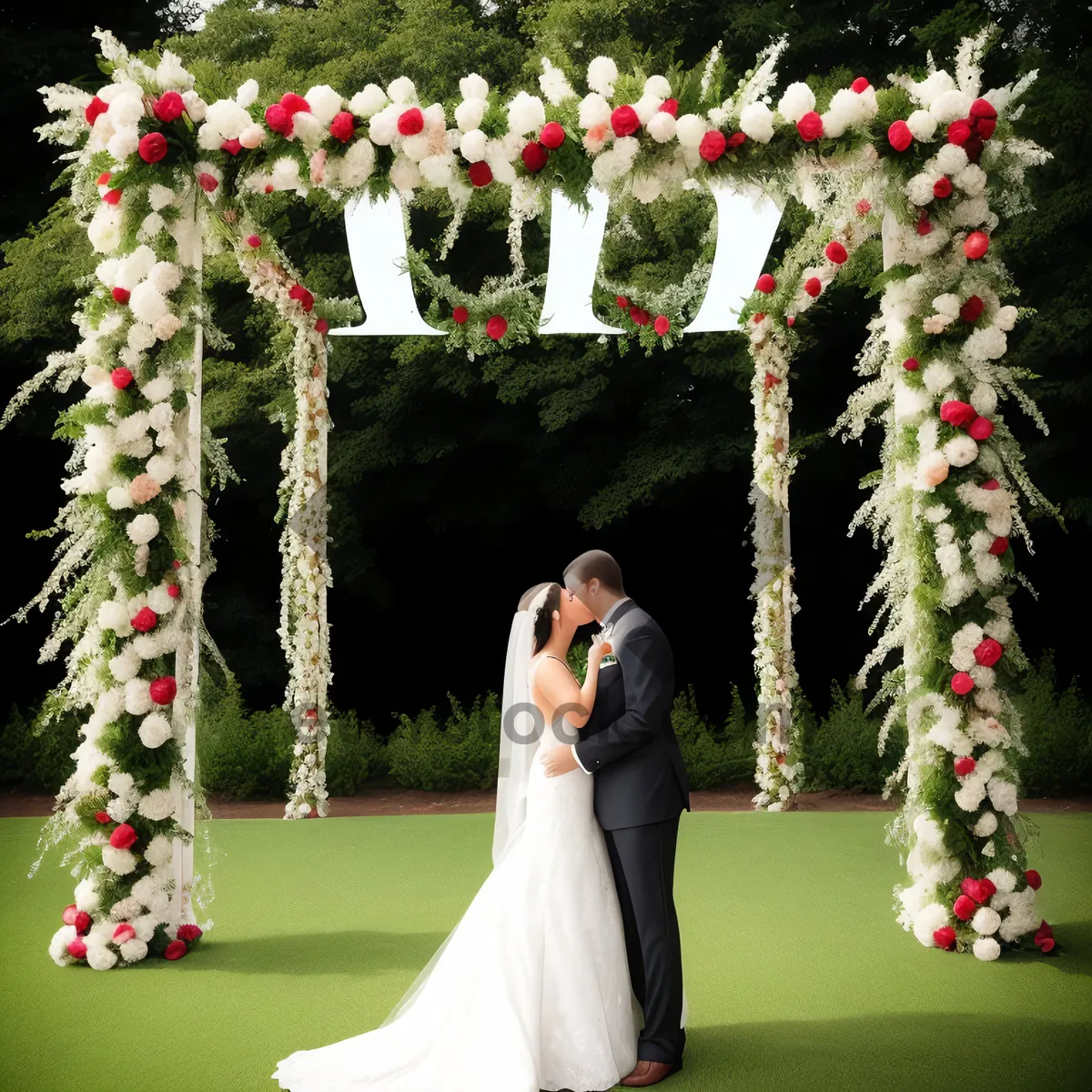 Picture of Joyful Wedding Bliss: A Happy Bride and Groom Embrace