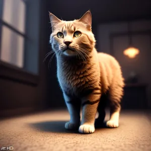 Adorable Fluffy Tabby Kitty with Playful Eyes