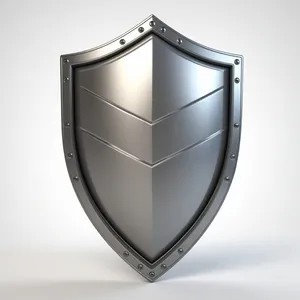 Shiny metal shield with heart emblem design