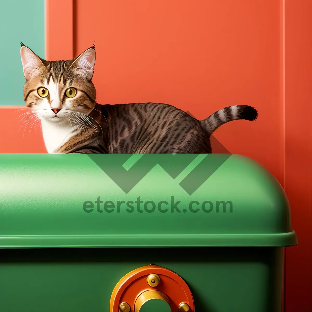 Picture of Adorable Fluffy Tabby Cat with Curious Eyes