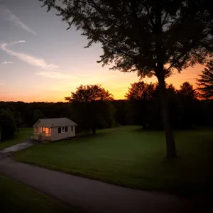 Scenic Country Golf Course with Bending Expressway