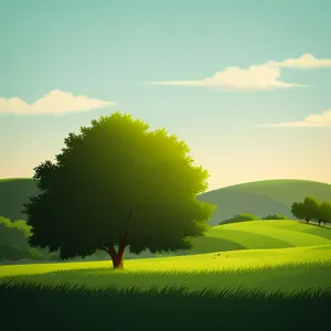 Serene meadow under a sunny sky