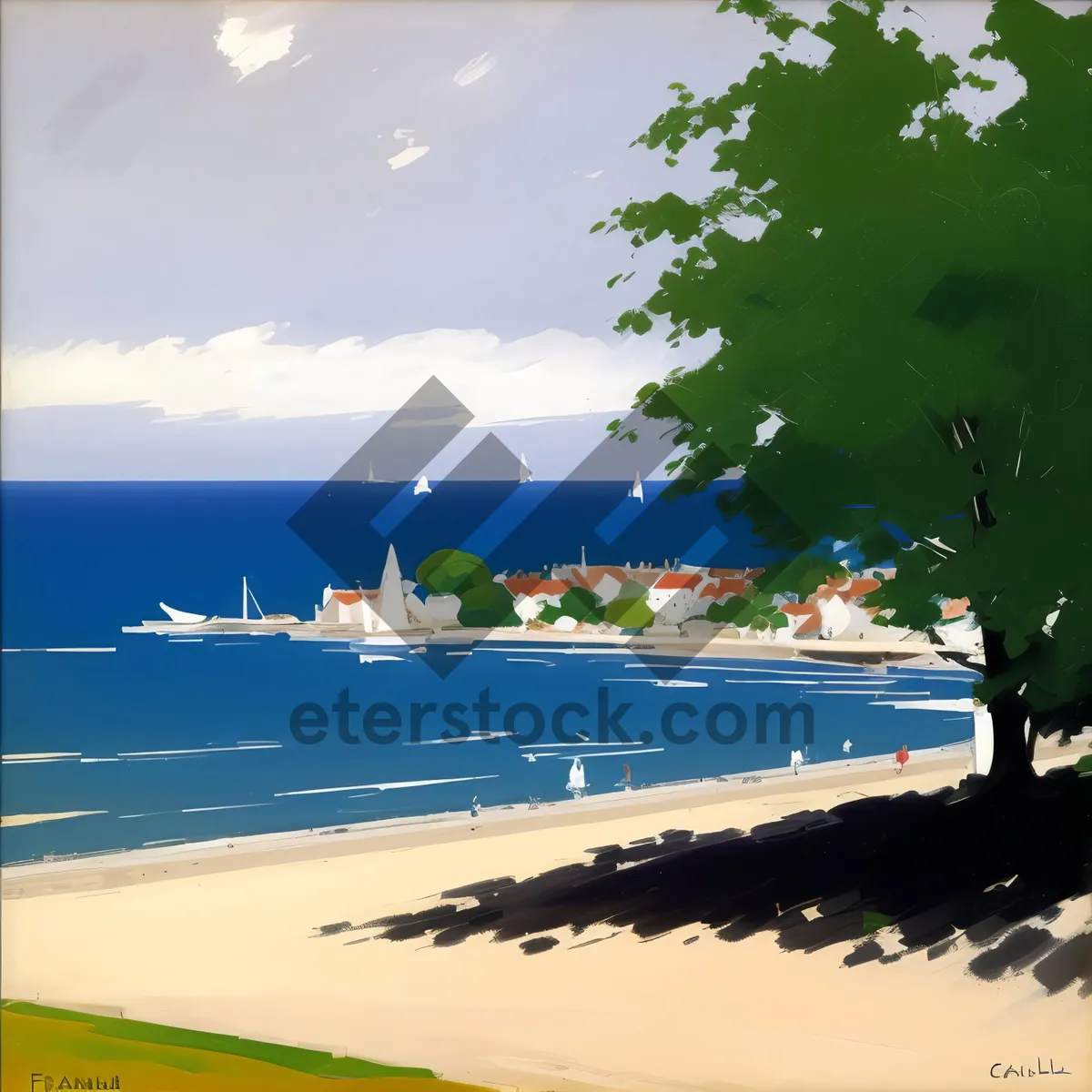Picture of Tranquil Tropical Beach Paradise with Palm Trees
