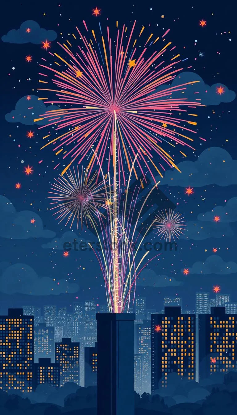 Picture of Vibrant Fireworks Display in Night Sky