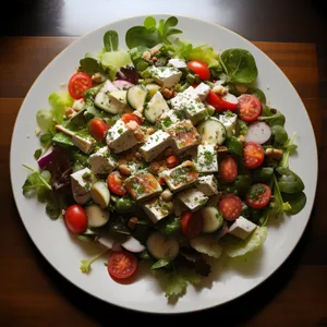 Nutritious salad with black beans and fresh vegetables