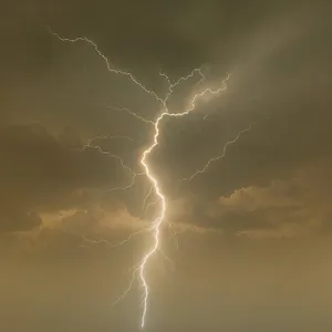 Electric Storm Lightning Bolt in Night Sky