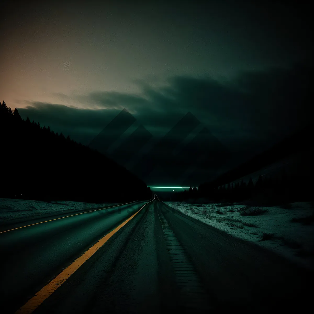 Picture of Light Speed Blur: Digital Fractal Art on Asphalt Road