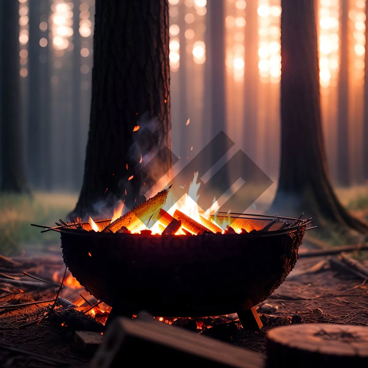 Picture of Fiery Bonfire Sparks Warmth and Energy