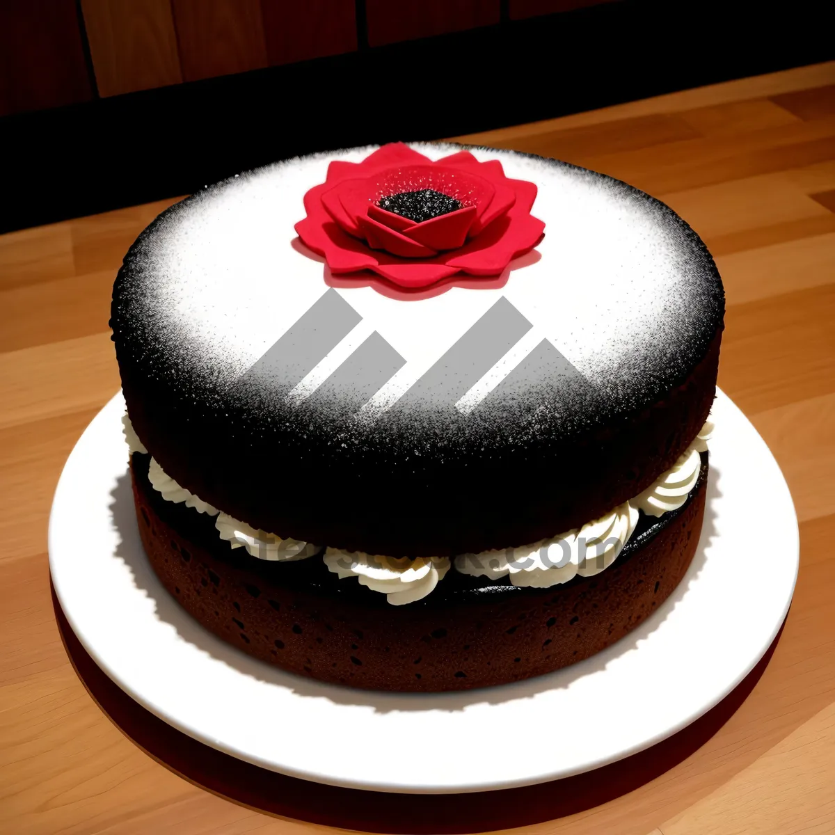 Picture of Dessert plate with gourmet chocolate cake and cream