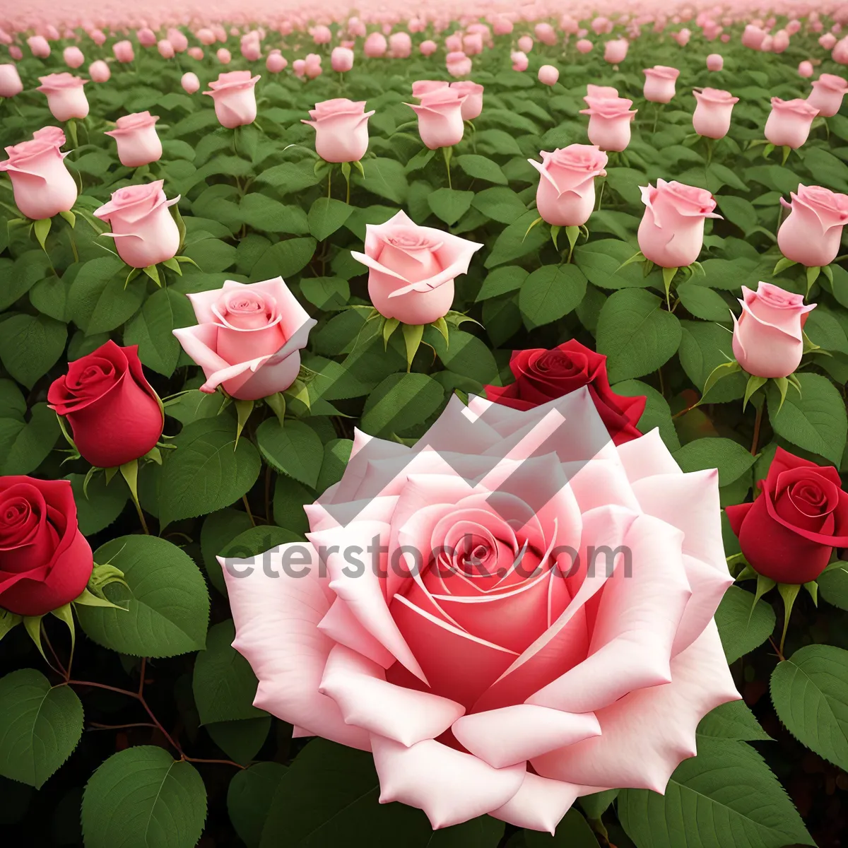 Picture of Blooming Love: Pink Rose Blossom in Spring Garden