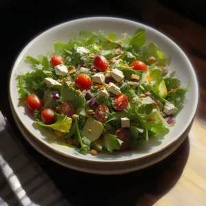 Fresh and Healthy Vegetable Salad Plate