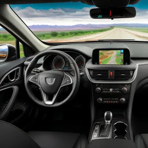 Car Steering Wheel Control Panel in Vehicle Cockpit