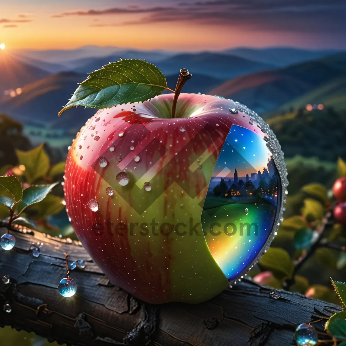 Picture of Fresh and Juicy Red Delicious Apple Drop