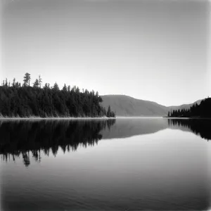 Serene Waterscape Amongst Towering Trees