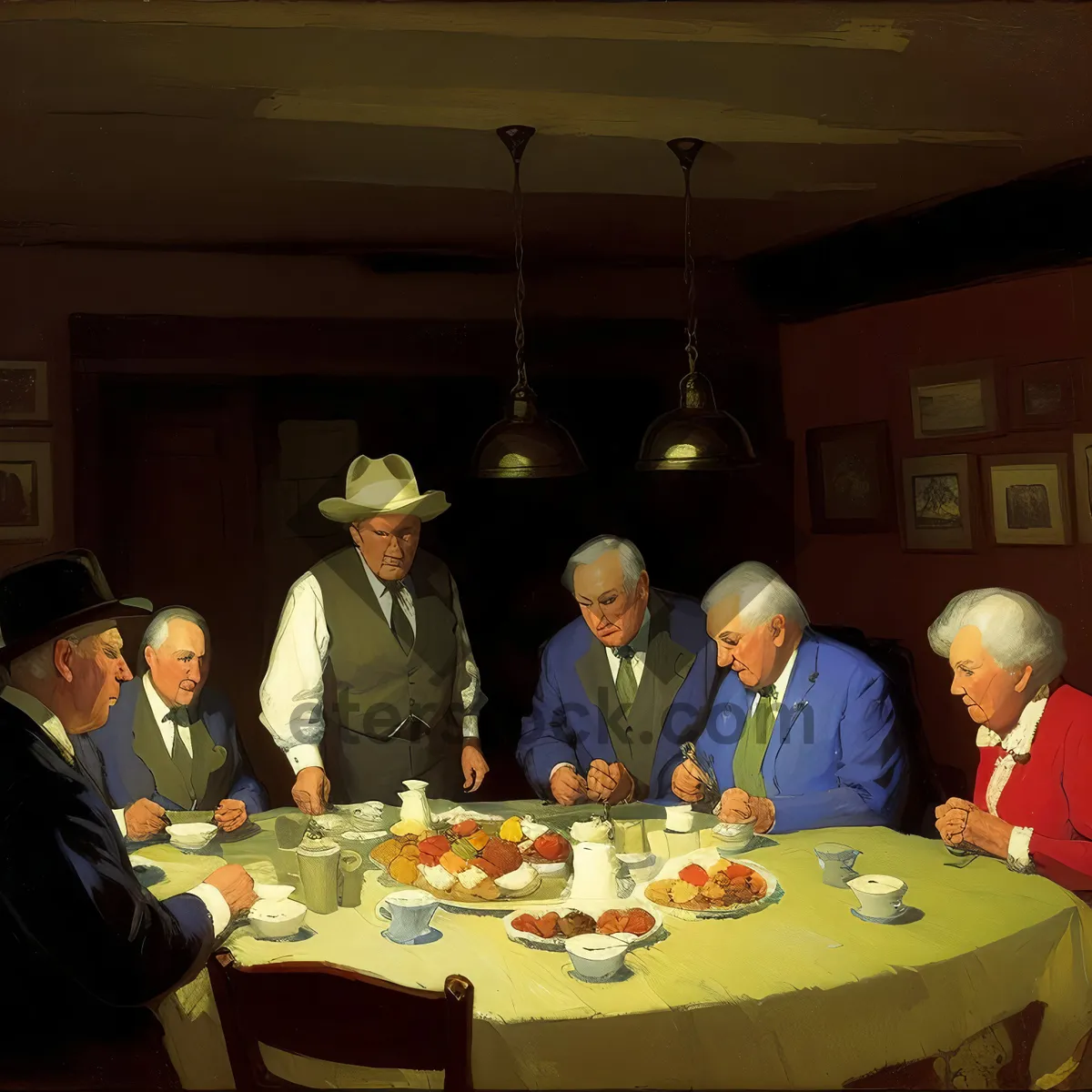 Picture of Business Lunch Meeting at Restaurant Table