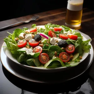 Fresh Vegetable Salad Plate with Olive Oil Dressing