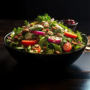 Fresh Vegetable Salad Bowl with Tomatoes and Peppers