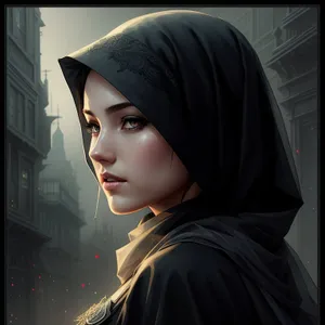 Stylish Cloaked Portrait of Attractive Lady with Happy Smile