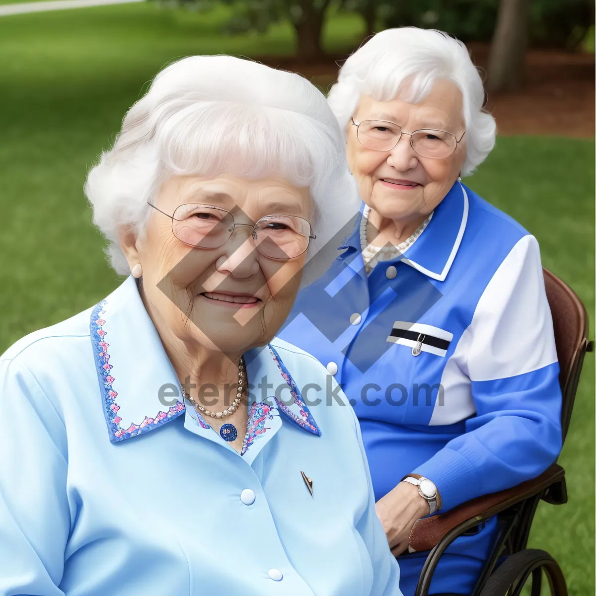 Picture of Joyful Retirement: Smiling Senior Couple Embracing Love and Happiness in Park