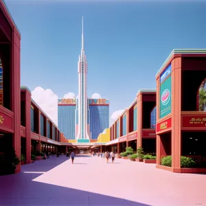 Dynamic Cityscape with Tower and Office Buildings