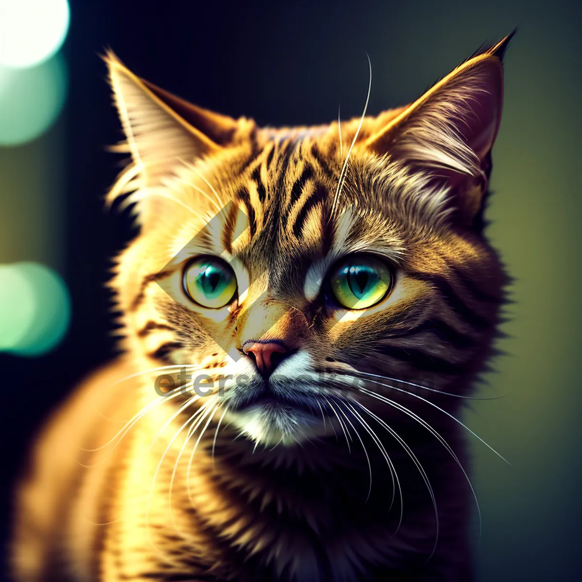 Picture of Curious Feline Kitty with Fluffy Gray Fur