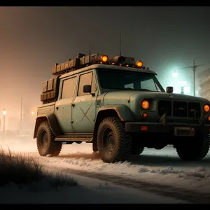 Dynamic Wheel Drive: Military Tow Truck on Road