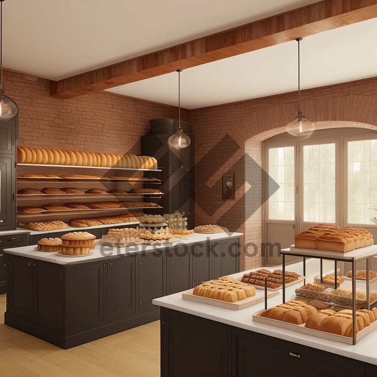 Picture of Contemporary Kitchen with Wood Cabinets and Modern Design